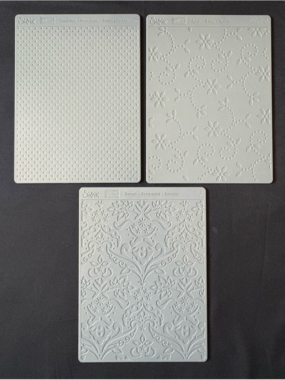 Stampin’ Up! Sizzix Embossing Folders Set of 3 Damask Eyelet Small Dots RETIRED